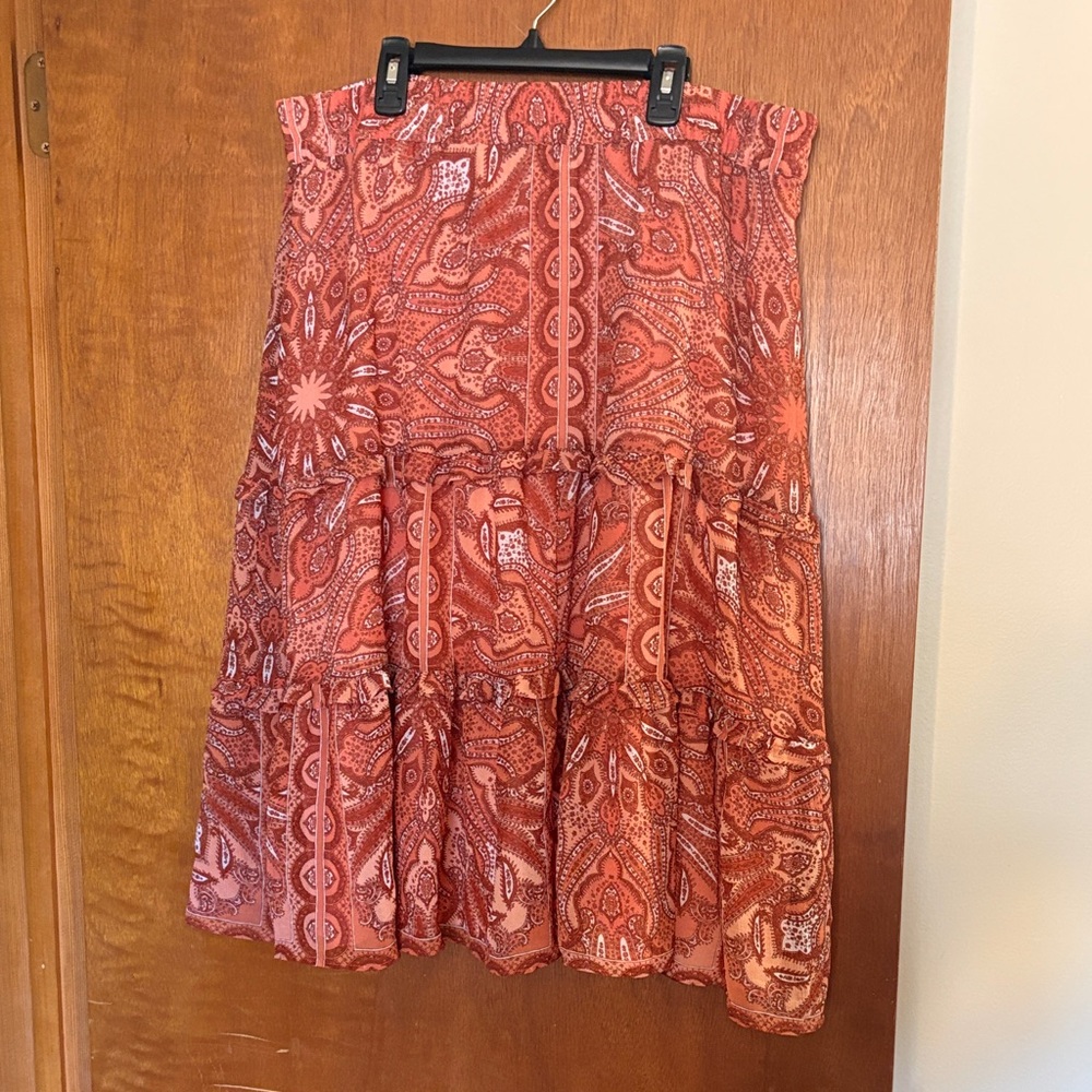 INC International Concepts Rust Paisley Midi Skirt
